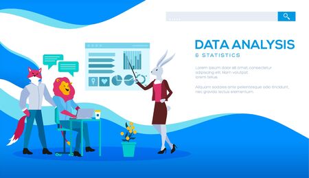 Colleagues do marketing research, data analysis.のイラスト素材