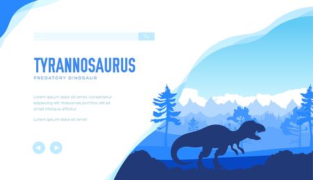 Tyrannosaurus on nature background with rocks, trees.のイラスト素材