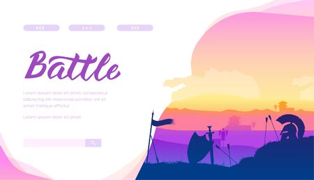Panorama of medieval battlefield after fight.のイラスト素材