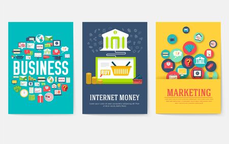 Business elements cards set. Marketing template of flyear, magazines, book cover, banners, booklet. idea infographic concept background. Layout illustrations modern pages with typography textのイラスト素材