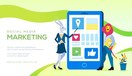 Social media marketing vector landing page templateのイラスト素材