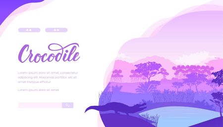 Crocodile landing page templateのイラスト素材