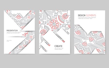 Flyers, brochures with abstract pattern templates setのイラスト素材