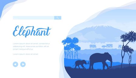 Elephants vector landing page templateのイラスト素材