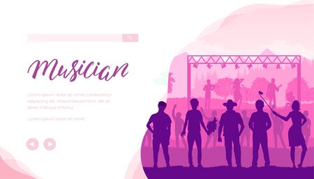 Musician vector landing page templateのイラスト素材
