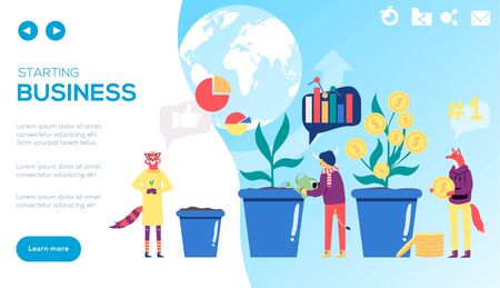 Starting business vector landing page templateのイラスト素材