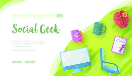 Social geek vector landing page templateのイラスト素材