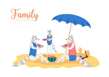Family outdoor recreation vector illustrationのイラスト素材