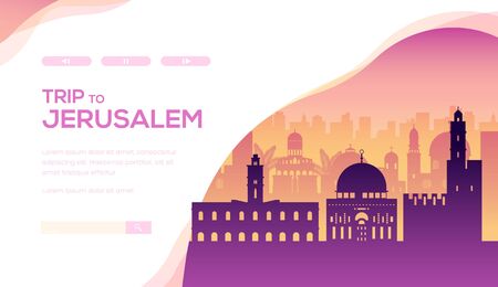 Trip to Jerusalem vector landing page templateのイラスト素材