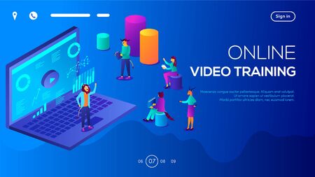 Businessman and online video trainingのイラスト素材