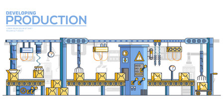 Conveyor automatic line vector illustration.のイラスト素材