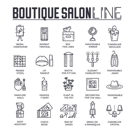 Set of fashionable boutique interior thin line icons.のイラスト素材