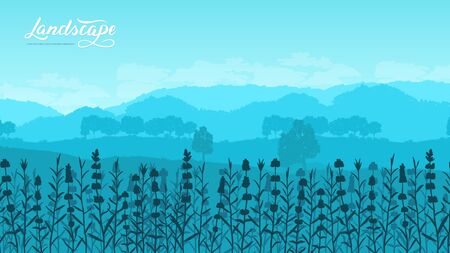 Beautiful flowers on the mountainsideのイラスト素材