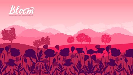 Beautiful flowers on the mountainsideのイラスト素材