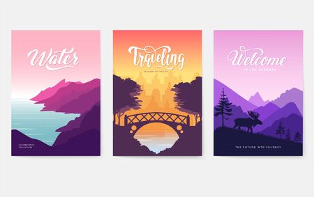 Sunrise over the beauty landscape brochure conceptのイラスト素材