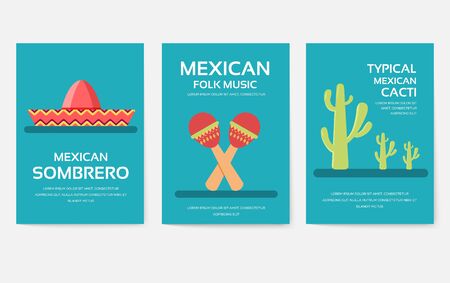 Set of Mexico country ornament travel tour concept. Asian traditional, magazine, book, poster, abstract, element. Vector decorative ethnic greeting card or invitation design backgroundのイラスト素材