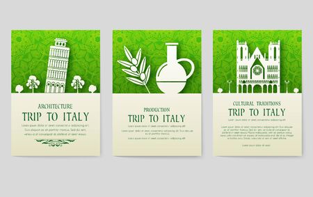 Set of Italy country ornament illustration concept. Art traditional, poster, book, abstract, ottoman motifs, element. Vector decorative ethnic greeting card or invitation design background.のイラスト素材