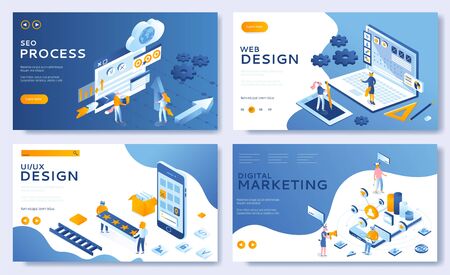 Modern Vector set of Landing page illustrationのイラスト素材