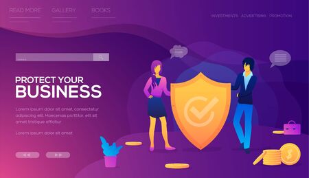 Protect your business landing page vectorのイラスト素材