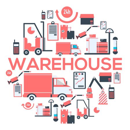 Warehouse and delivery services 24 hours banner.のイラスト素材