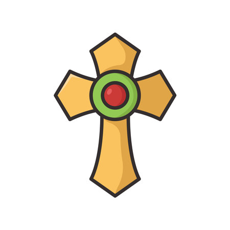 christian cross icon vector design template in white backgroundのイラスト素材