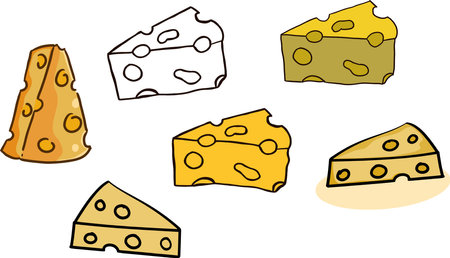 Cheese collection in vector format very easy to edit and recolorのイラスト素材