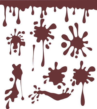Set of blood splashes isolated on white background. Vector illustration.のイラスト素材