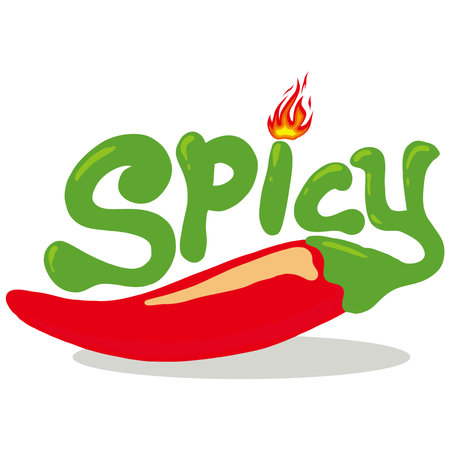 Illustration of a hot chilli pepper with text - Spicyのイラスト素材