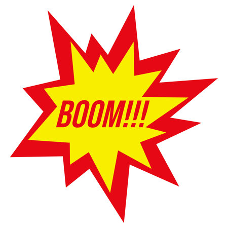 Boom! sticker on white background. Sign, label, sticker