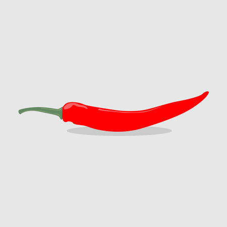 Red hot chili pepper isolated on gray background. Vector illustration. Eps 10.のイラスト素材