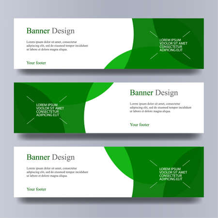 design banner three styles, green and white, gray backgroundのイラスト素材