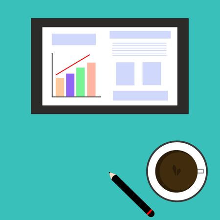 Working Place Modern Office Interior Flat Design Vector Illustratorのイラスト素材