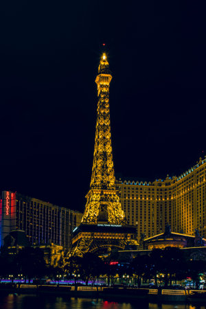 Las Vegas, Nevada / USA - 10/07/2018: Eiffel Tower replica at the Paris Las Vegas Hotel & Casino