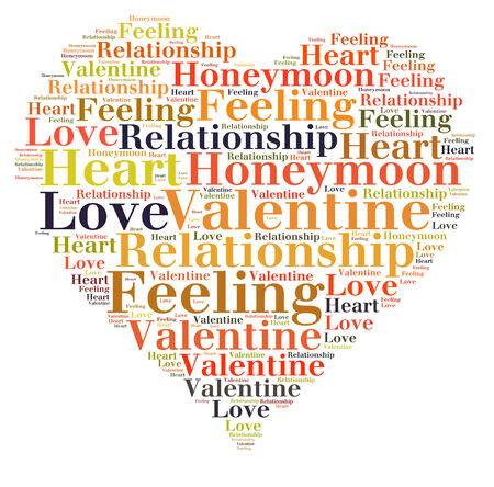 love concept in word tag cloud on white backgroundの写真素材