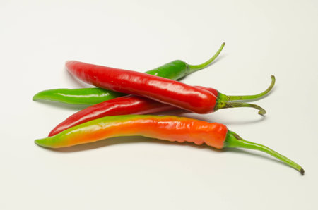 red hot chili pepper isolated on a white background.の写真素材