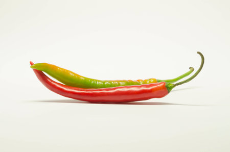 Hot chilli or chilli peppers isolated on white background.の写真素材