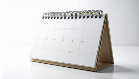 close up of calendar on white background with clipping path and copy spaceの素材