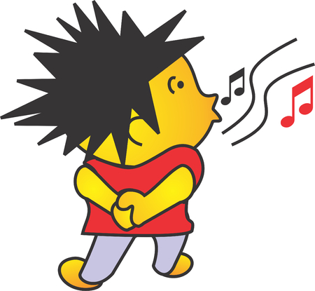 standing calmly while whistlingのイラスト素材