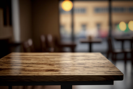Table top counter of coffee cafe or restaurant Copy space for display product presentation. Generative AIの素材