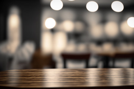 Table top counter of coffee cafe or restaurant Copy space for display product presentation. Generative AIの素材
