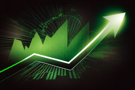 graph chart in stock trade market Growth Graph business digital investment Bullish point, up trend, generative AIの素材