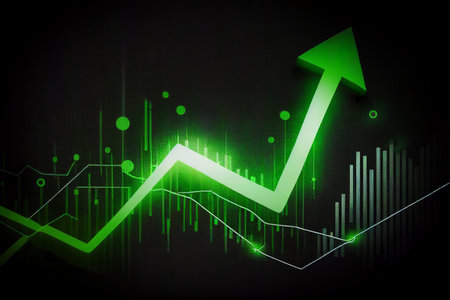 graph chart in stock trade market Growth Graph business digital investment Bullish point, up trend, generative AIの素材