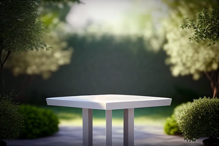 empty blank formal dining table a wedding outdoor garden Landyard, Generative AI.の素材