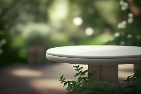 empty blank formal dining table a wedding outdoor garden Landyard, Generative AI.の素材