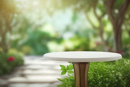 empty blank formal dining table a wedding outdoor garden Landyard, Generative AI.の素材