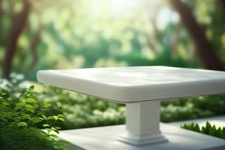 empty blank formal dining table a wedding outdoor garden Landyard, Generative AI.の素材