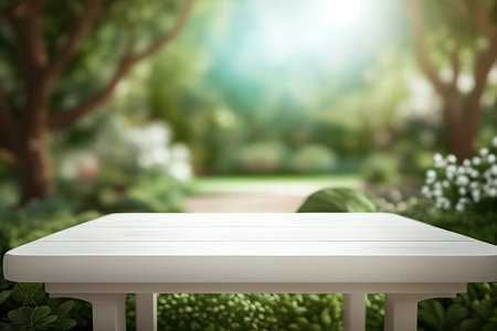 empty blank formal dining table a wedding outdoor garden Landyard, Generative AI.の素材