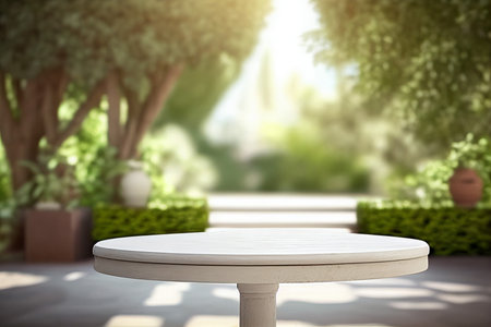 empty blank formal dining table a wedding outdoor garden Landyard, Generative AI.の素材