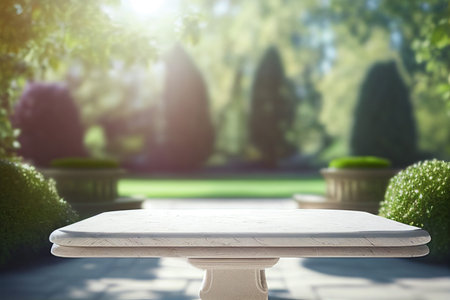 empty blank formal dining table a wedding outdoor garden Landyard, Generative AI.の素材