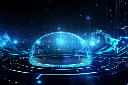 Abstract glowing and neon lines. futuristic electronic Modern technology background for network, big data, data center, server, internet, Generative AI.の素材